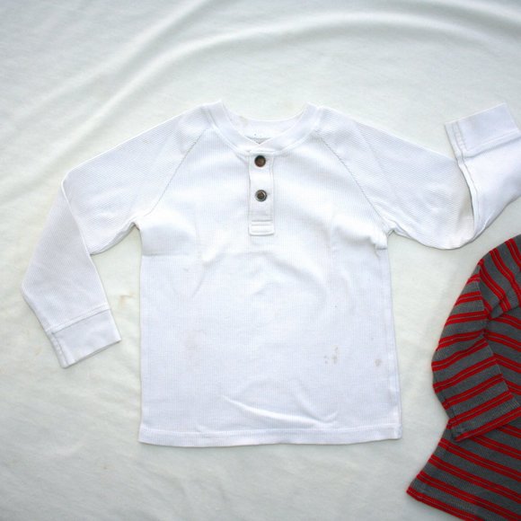 ❄️5T BOY WAFFLE KNIT THERMAL LONG SLEEVE SHIRT LOT of 2 SHIRTS WARM EUC LAYERING - Picture 3 of 16